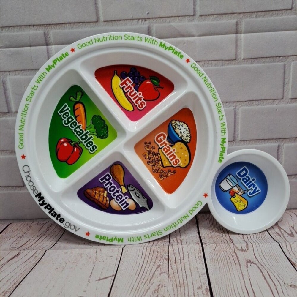 Kids Good Nutrition Plastic 5 Sections Divided Plate BPA Free, Microwave Safe